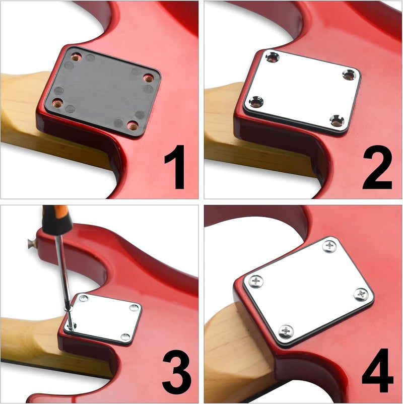 MAXCHEER Electric Bass Guitar Neck plate Guitar Neck Joint Connecting Strengthen Plate Guitar Parts (Chrome) - Image 2